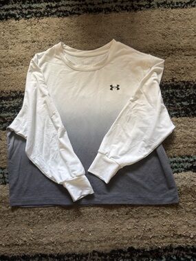 Under Armour White Long Sleeve Performance  Shirt with Black Logo